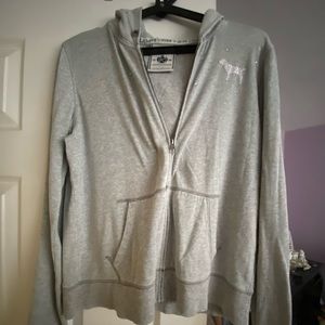 Pink sweat jacket Gray rhinestones